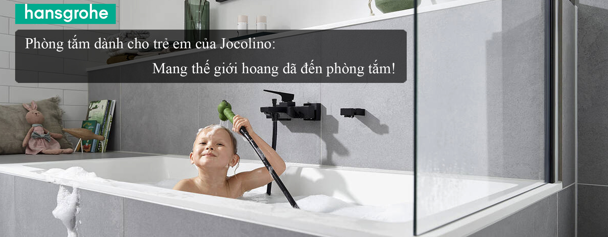 Tay sen tắm đáng yêu an toàn dành cho bé HANSGROHE Jocolino zebra 2jet - Hàng Nhập Khẩu