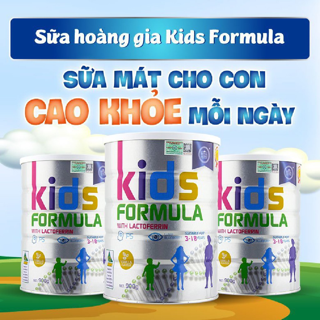 Combo 3 Hộp Sữa Bột Kids Formula ROYAL AUSNZ Bổ Sung Dưỡng Chất Cho Trẻ Từ 3-18 Tuổi 900g/hộp