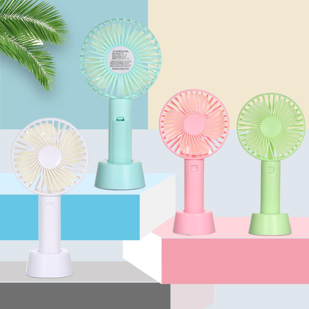 Quạt cầm tay mini di động có đế đỡ với 3 tốc độ gió, cổng sạc USB,
