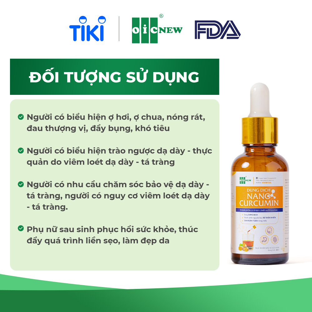 Dung Dịch Nano Curcumin OIC New Tinh Chất Nghệ Giảm Đau Dạ Dày Tức Thì Lọ 20ml