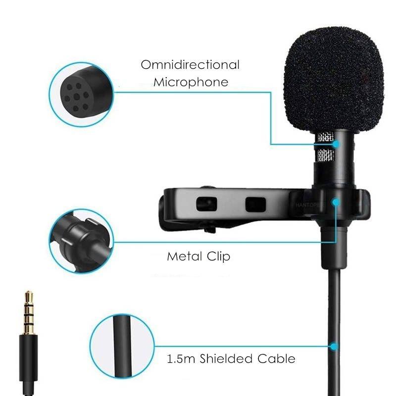 Micro mini có dây 1.5m kẹp ve áo cho điện thoại laptop PC