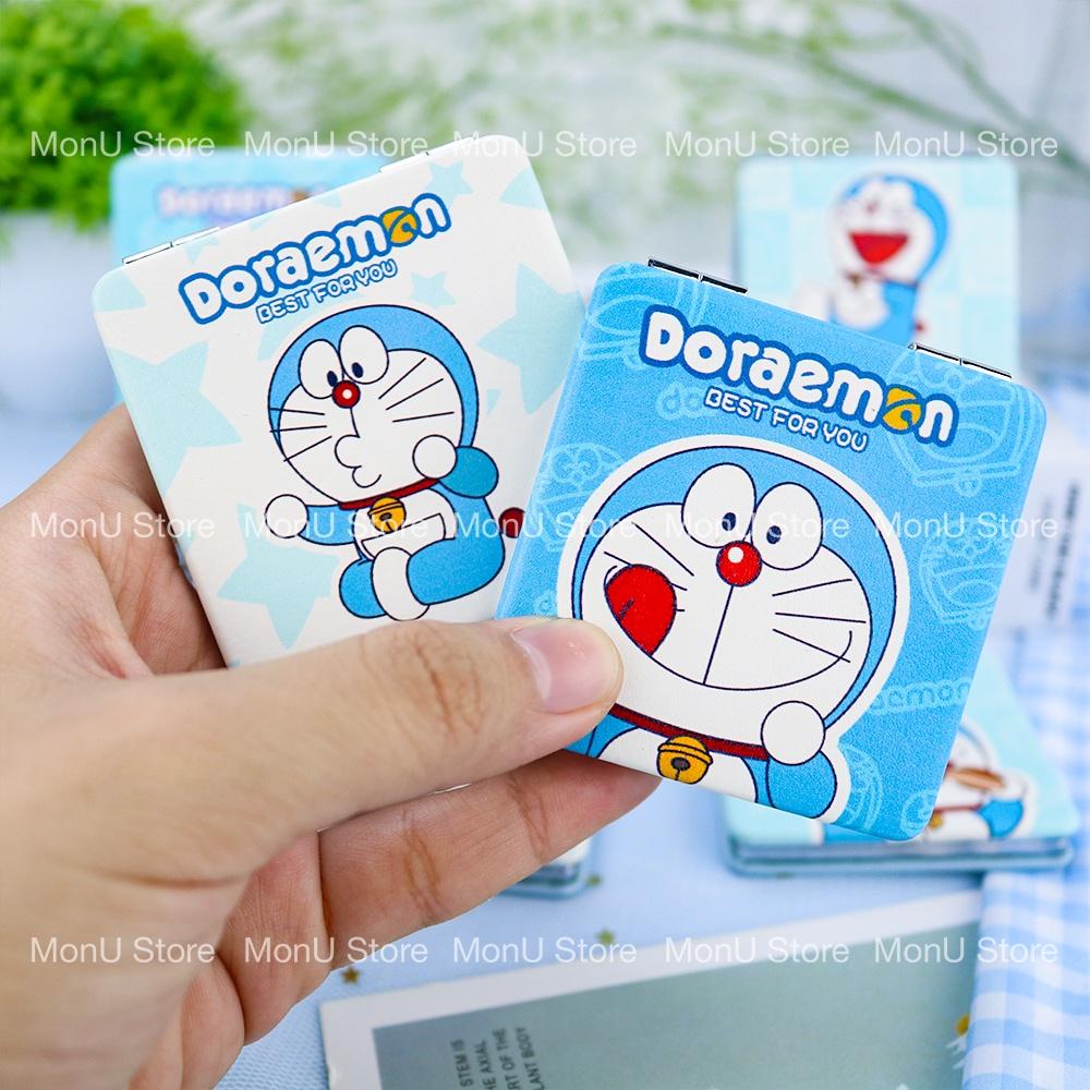 Gương mini 2 mặt bọc da sang trọng hình DORAEMON DOREMON bỏ túi dễ thương mẫu ngẫu nhiên MON0005