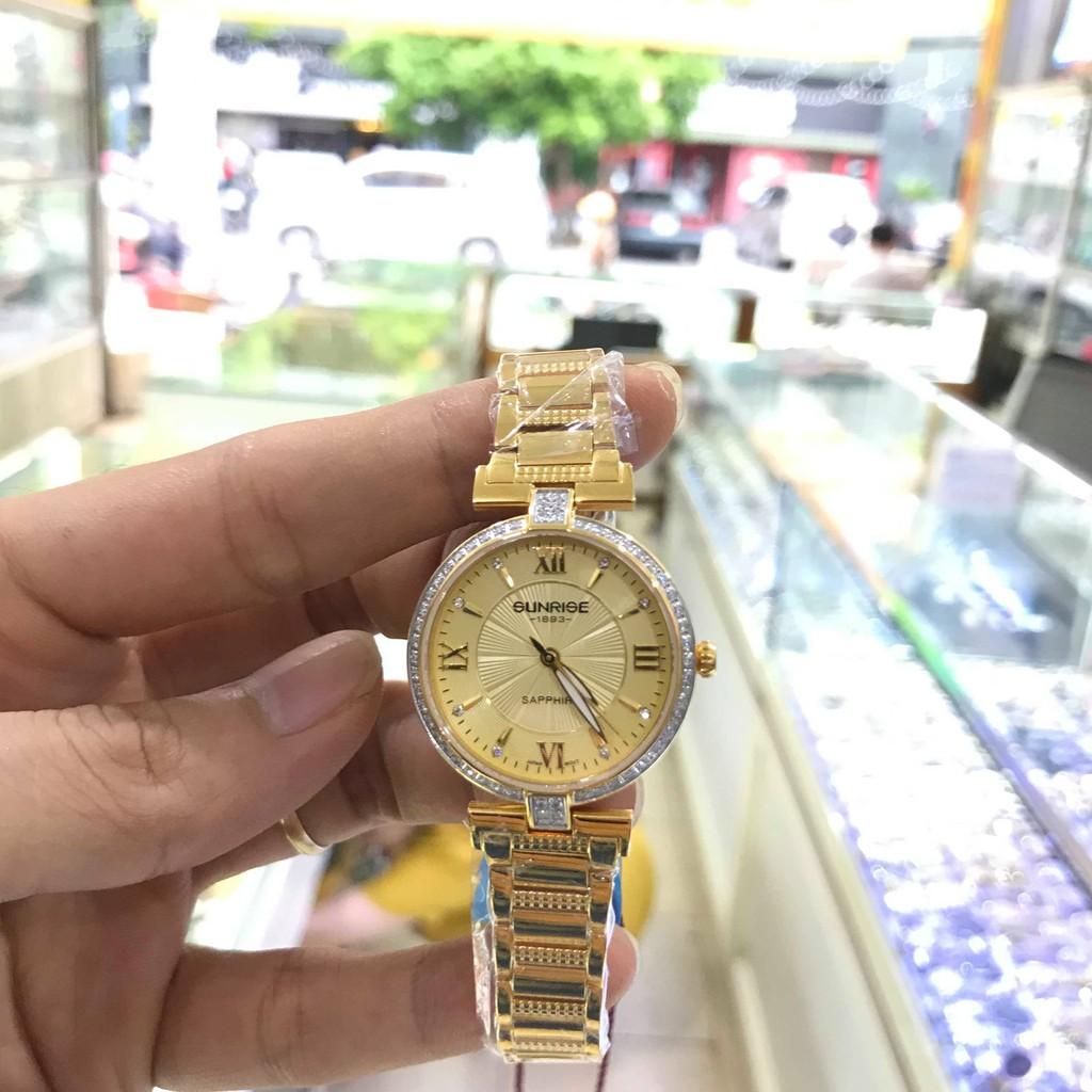 Đồng hồ nữ SUNRISE 2215AB full hộp chính hãng, kính Sapphire chống xước chống nước t