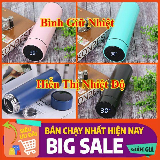 Bình giữ nhiệt inox 304 dung tích 500ml _ bình ủ báo nhiệt độ có ngăn lọc trà