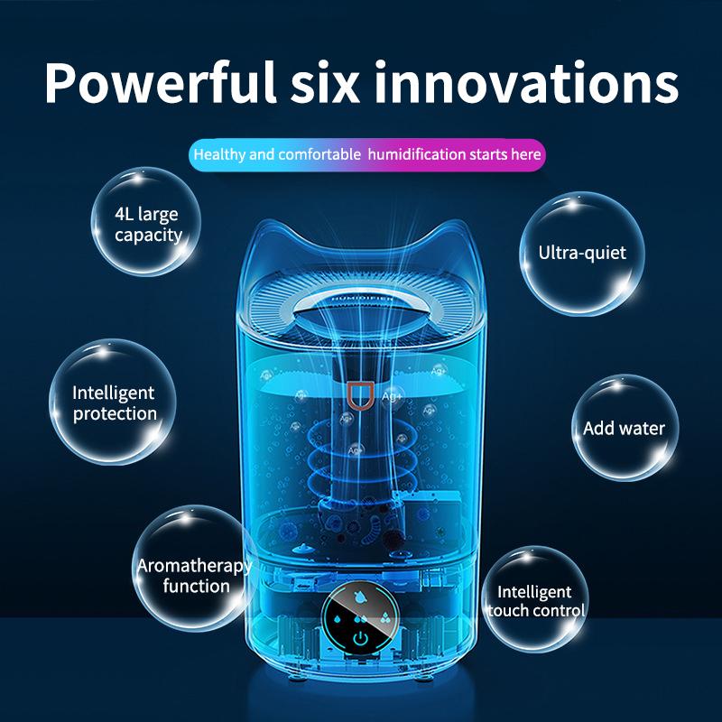 EZSOZO 4000ML Nhà Máy Tạo Độ Ẩm Không Khí Kép Vòi Phun Lạnh Sương Mù Hương Thơm Khuếch Tán Màu Đèn LED Sương Mù Nặng Siêu Âm Cảm Ứng Thông Minh máy Phun Sương Tạo Độ Ẩm