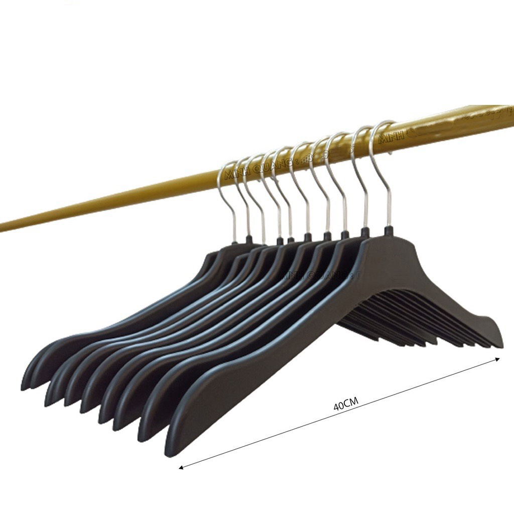 Móc nhựa treo quần áo nhựa đen vai dẹt 41cm