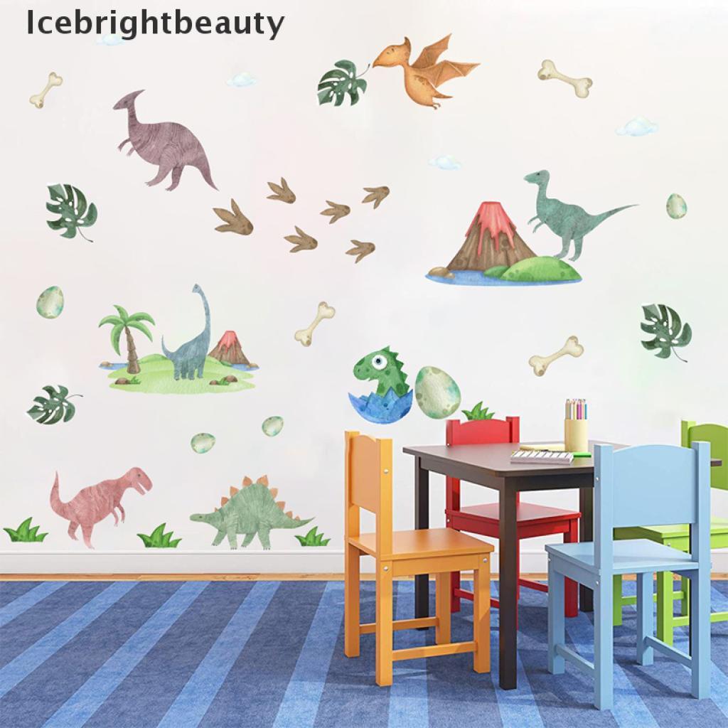 Icebrightbeauty 3d Dinosaur Wall stickers Cartoon Living Room Jurassic Period Animal Decal VN