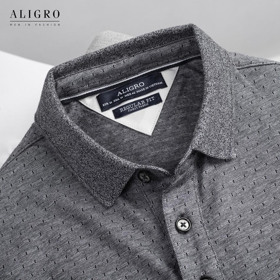 Áo polo nam cộc tay trơn màu xám vừa aligro ALGPLO44