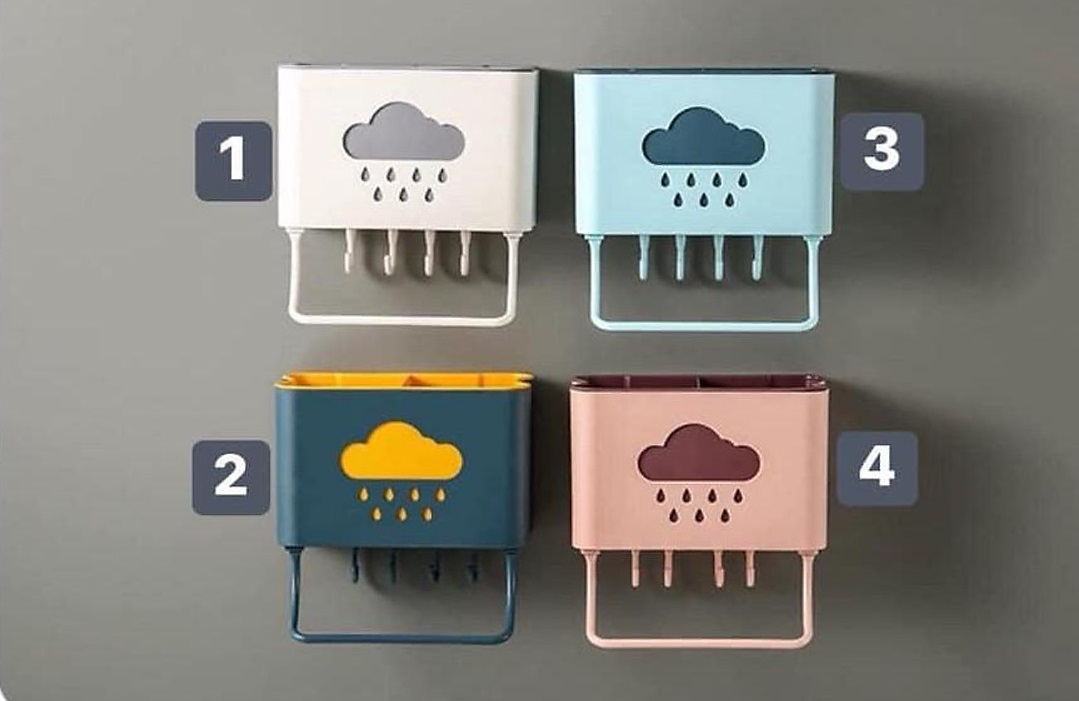 Kệ Để Đồ Đa Năng Dán Tường Hình Đám Mây, Kệ để đồ phòng tắm, nhà bếp kích thước 19x12x9cm, 2 lớp tiệ
