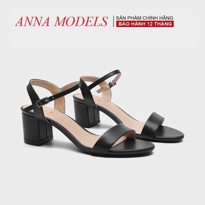 Giày sandal cao gót Annamodels Thời Trang Gót Vuông 5cm Màu Đen-A100 HÀNG BẢO HÀNH