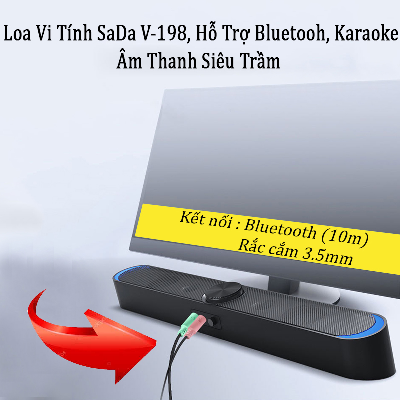 Loa Vi Tính Thông Minh V-198, Hỗ Trợ Bluetooth, Karaoke, Hiệu Ứng Đèn Led Mặt Trăng Cao Cấp