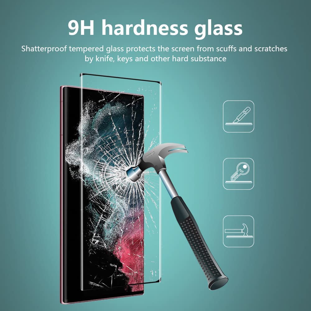 Miếng dán kính cường lực 3D cho Samsung Galaxy S22 / Galaxy S22 Ultra / Galaxy S22 Plus / Galaxy S22+ hiệu Kuzoom Protective Glass - mỏng 0.3mm, vát cạnh 2.5D, độ cứng 9H, viền cứng mỏng - Hàng nhập khẩu