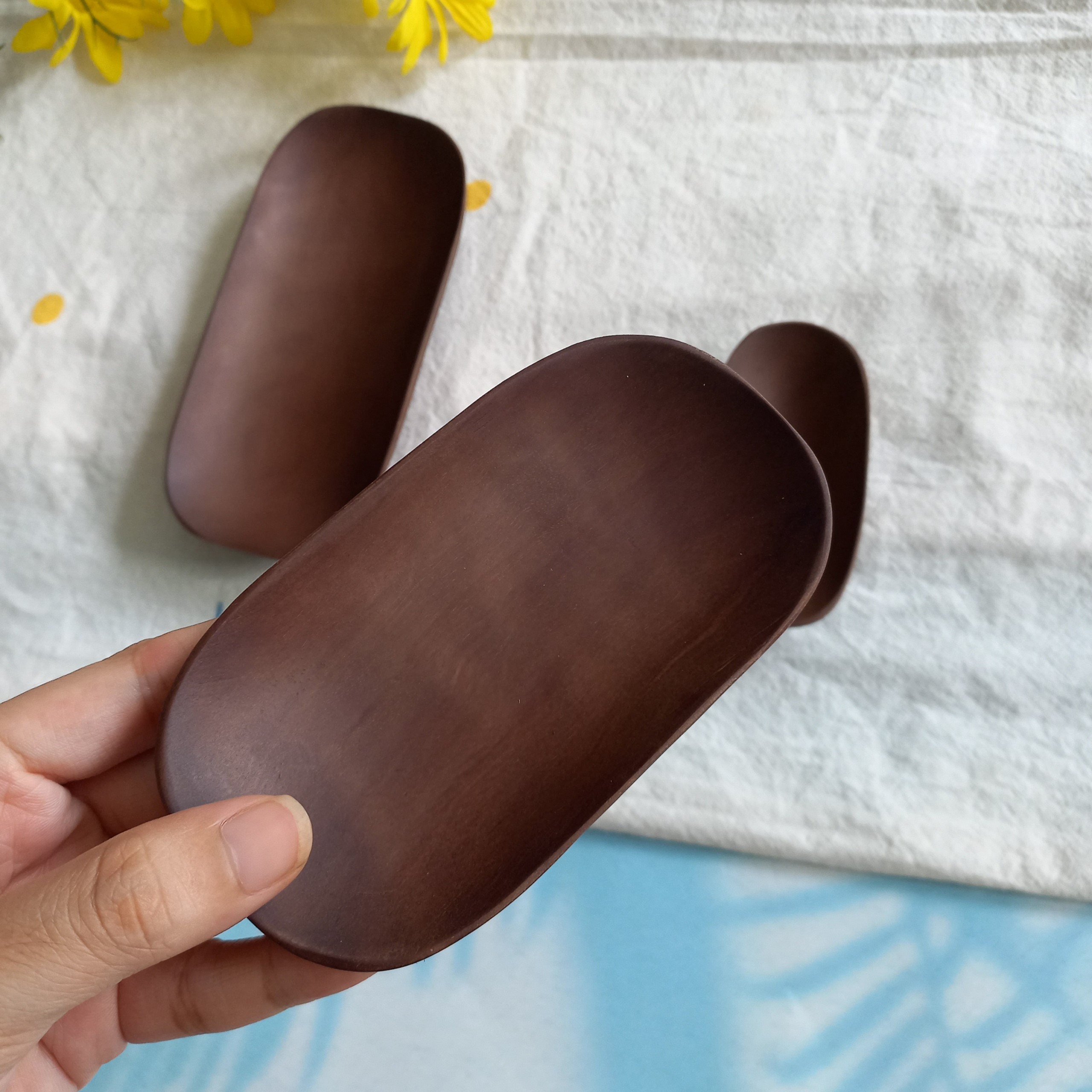 Đĩa Gỗ Hình Oval Nhỏ Xinh Đựng Gia Vị, Nước Sốt Chấm, Phụ Kiện Decor Chụp Ảnh Món Ăn
