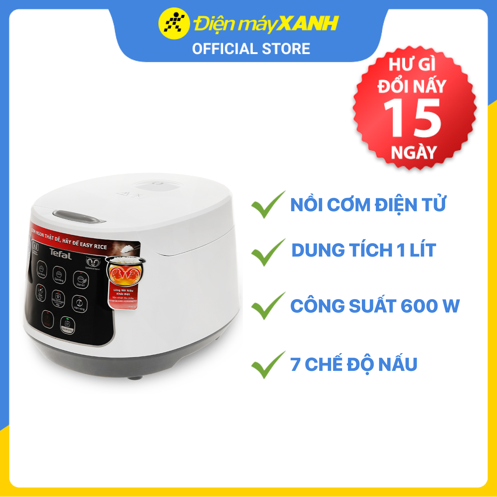 Nồi cơm điện mini Tefal 1L - Thương hiệu Pháp - RK730168 - Hàng chính hãng