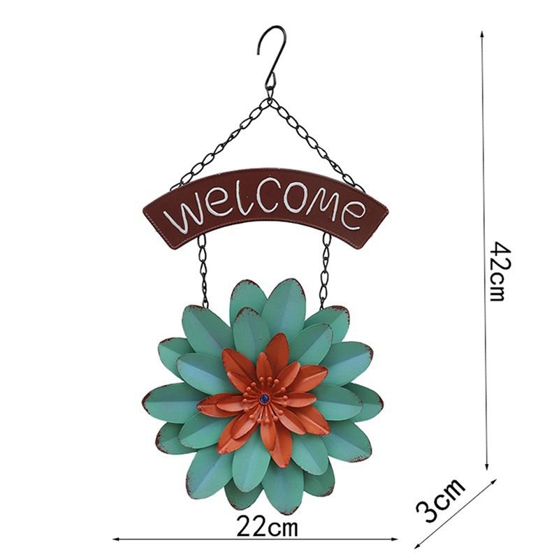 Flower Welcome Sign Farmhouse Floral Hanging Sign Wreath for Front Door Window Decor