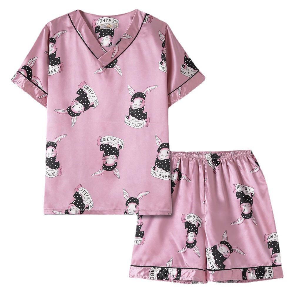 Bộ ngủ pijama cộc tay cổ V họa tiết dễ thương - bộ mặc nhà nữ