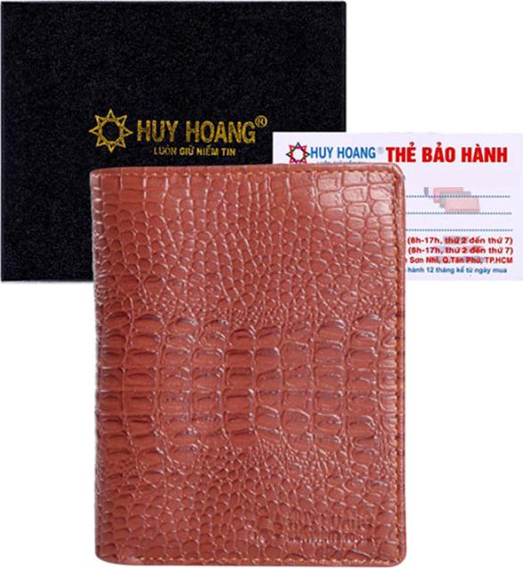 Ví Nam Vân Cá Sấu Kiểu Đứng Huy Hoàng HT2121 - Nâu