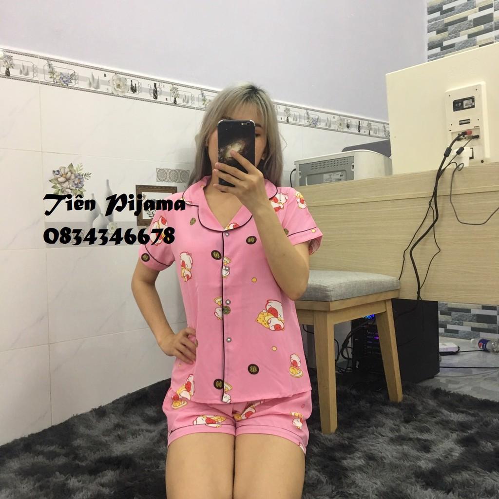 ️Bộ Pijama Lụa Cộc Tay đùi Nữ Cao Cấp Bộ Đồ Ngủ Nữ Mùa Hè - đỏ - M-XL