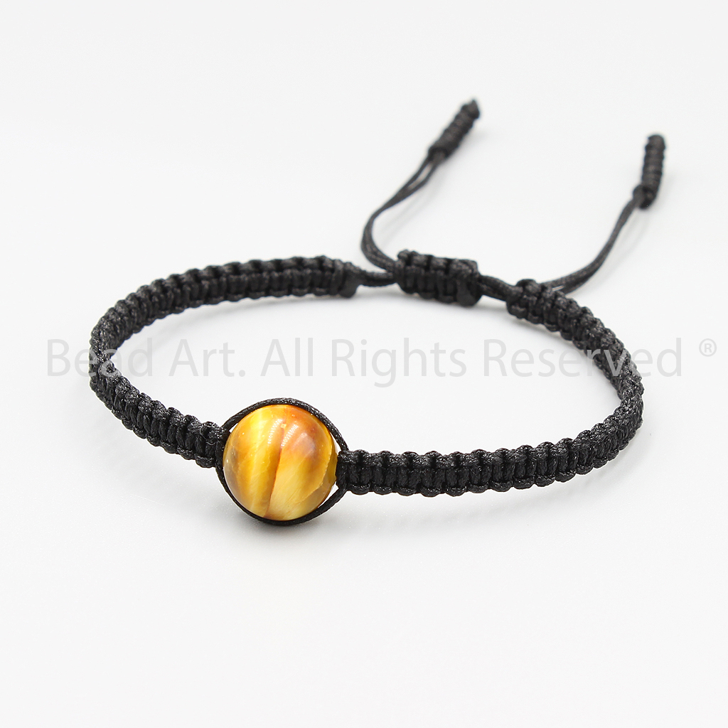 Vòng Tay Thắt Dây Thủ Công Phối Đá Mắt Hổ Vàng Tự Nhiên (Golden Tiger Eye) 10MM, Hợp Mệnh Thổ, Kim, Vòng Tay Phong Thuỷ, Chuỗi Hạt - Bead Art