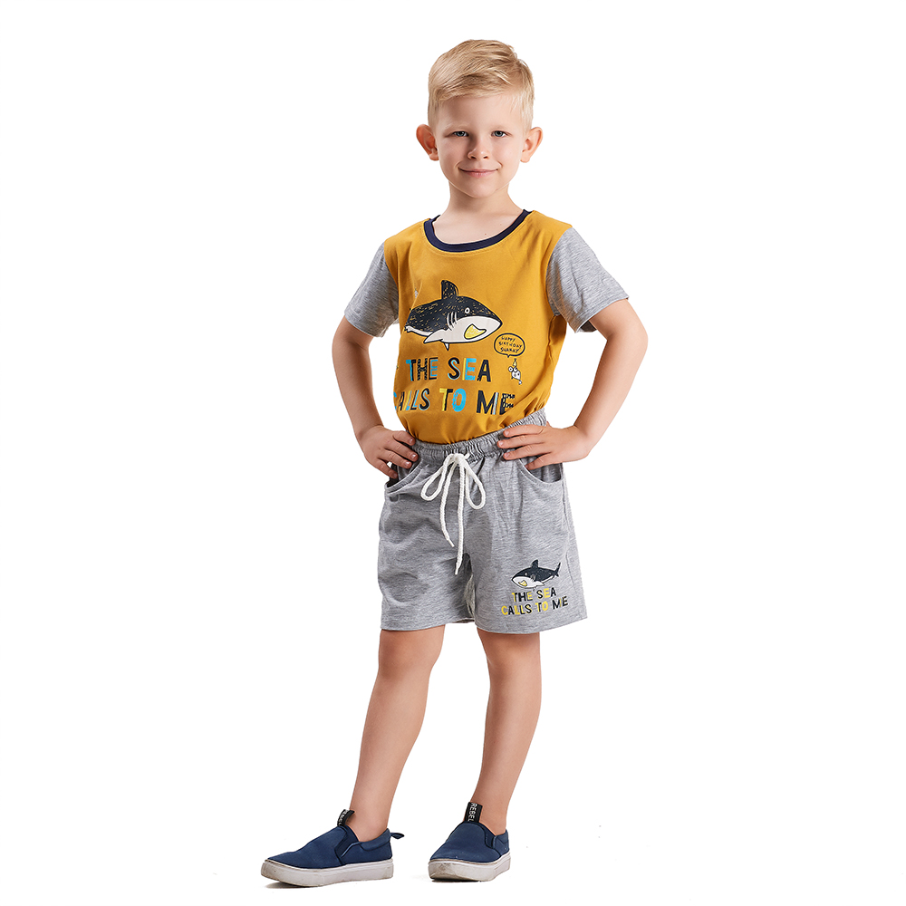 Quần Áo Bé Trai Thun In Shark 18-33 kg Vải 100% COTTON - MEEJENA - 411