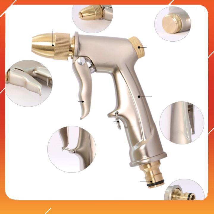 Bộ dây vòi xịt nước rửa xe, tưới cây . tăng áp 3 lần, loại 15m 206701-1 đầu đồng, cút, nối PE