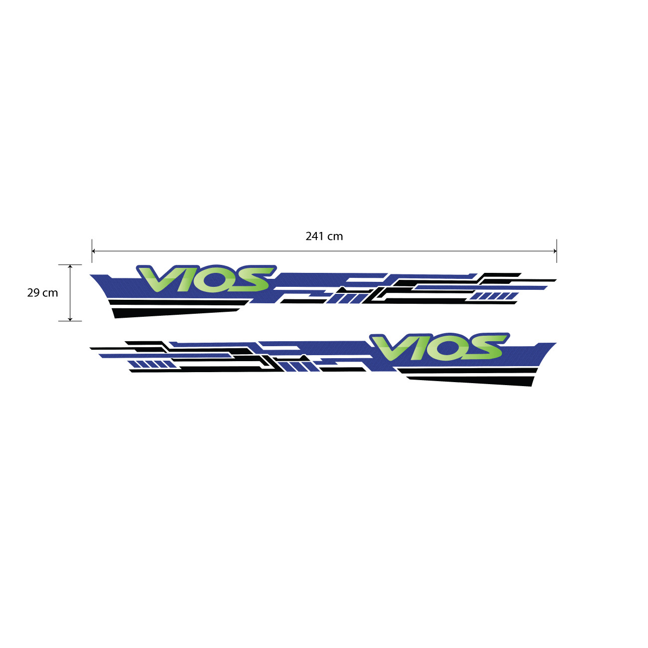 Tem dán cho dòng xe Vios, decal xe oto cao cấp. tem oto thiết kế WRAP 10, KT 241x29cm