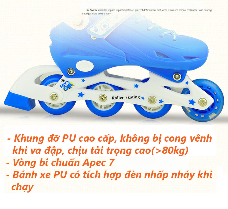 Giày patin trẻ em thời trang có đèn led - Đầy đủ bảo hộ và phụ kiện