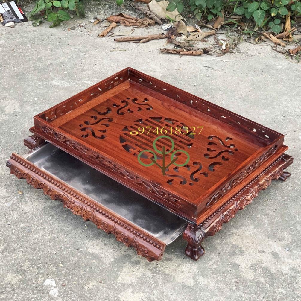 Khay trà chân quỳ gỗ Cẩm cỡ 45x35cm