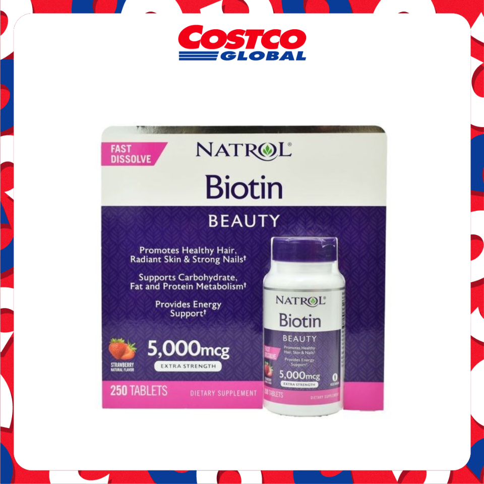 Viên Ngậm Hương Dâu Natrol Biotin Beauty Fast Dissolve 5000mcg (250 Viên) Mỹ