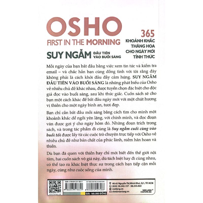 Osho - Suy Ngẫm Đầu Tiên Vào Buổi Sáng (365 Khoảnh Khắc Thăng Hoa Cho Ngày Mới Tỉnh Thức) - Tái Bản