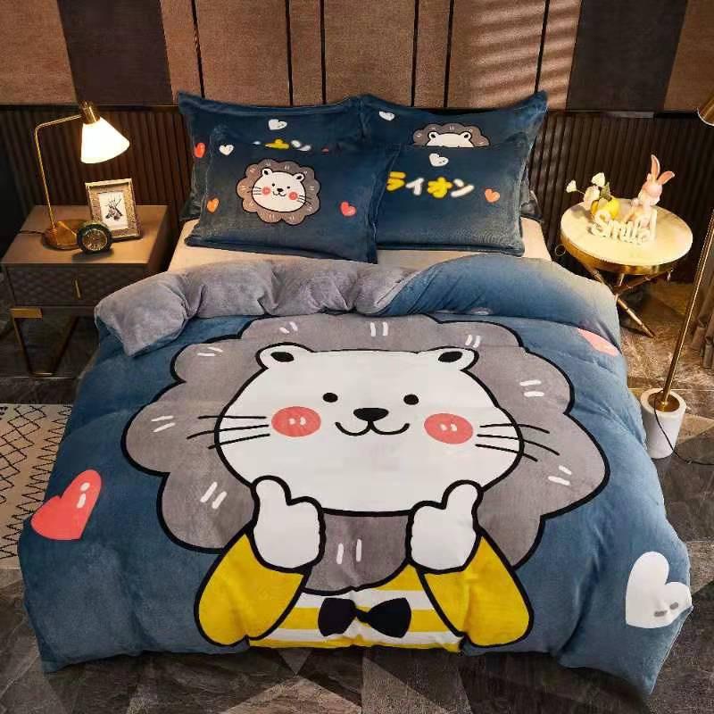 Bộ chăn ga gối đệm 3D nỉ nhung cao cấp , Kèm drap giường bo chun