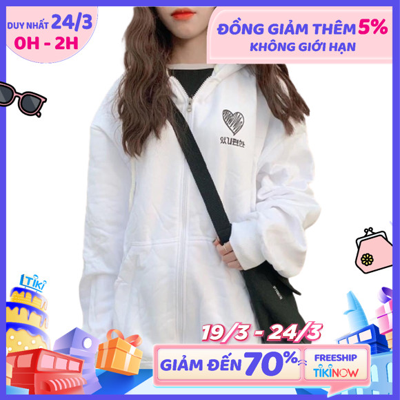 Áo Khoác Hoodie HEART Unisex 2 màu Trắng Đen