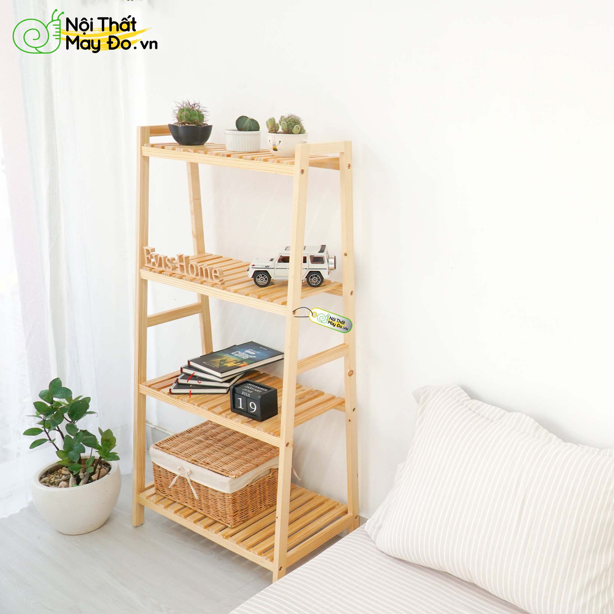 Kệ Sách Đa Năng - A Bookshelf 4F - Thiết Kế Hình Chữ A 4 Tầng Hiện Đại - Dễ Lắp Ráp Và Di Chuyển - Có 2 Màu Sắc