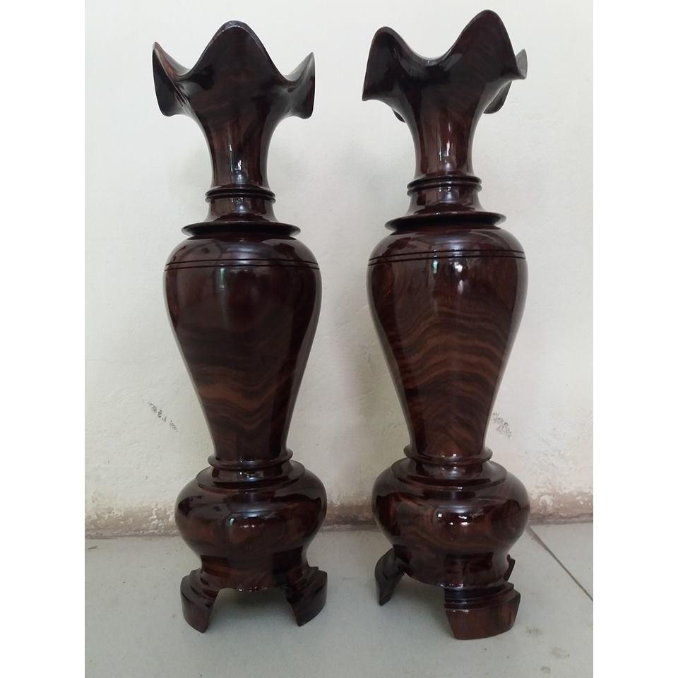 Binh lọ 1 đôi - gỗ chiu liu kích thước cao 48cmx15cm