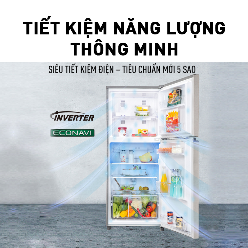 Tủ lạnh Panasonic Inverter 234 lít NR-TV261APSV - Diệt khuẩn 99.99% - Tiết kiệm điện - Hàng chính hãng