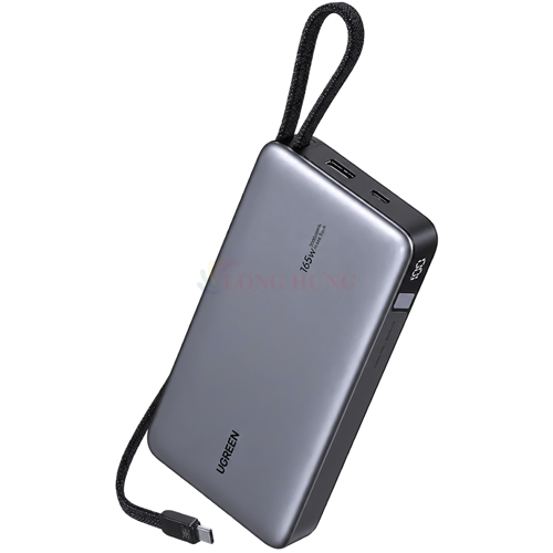 Sạc dự phòng Ugreen Power Bank Built-In Dual Cable 25cm 1USB 2Type-C 165W 25000mAh PB552 55995B - Hàng chính hãng