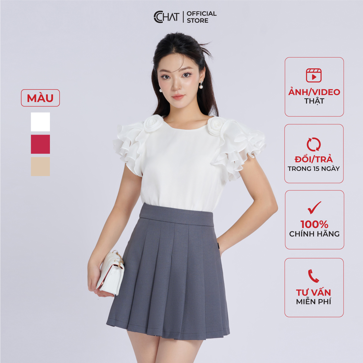 Áo Kiểu Nữ  Tay Bèo Hoa Dáng Suông Chất Voan Cao Cấp Mềm Mịn 13ANV2015ST