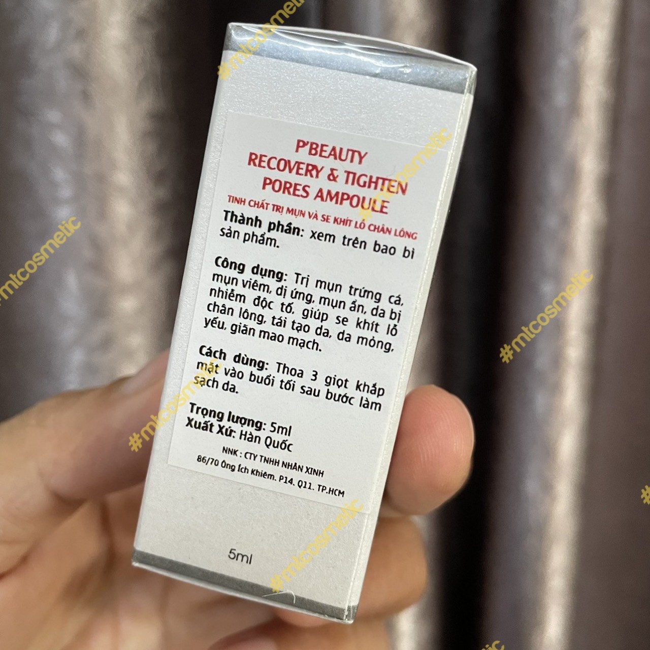 Serum đường đen P’Beauty Recovery &amp; Tighten Pores Ampoule 5ml. Serum giảm mụn ẩn - mờ thâm mụn - phục hồi da mụn