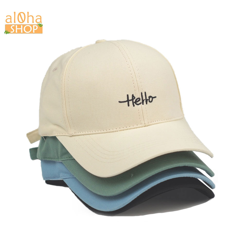 Nón Ulzzang thêu chữ Hello - mũ lưỡi trai unisex nam nữ chống nắng - al0ha Shop