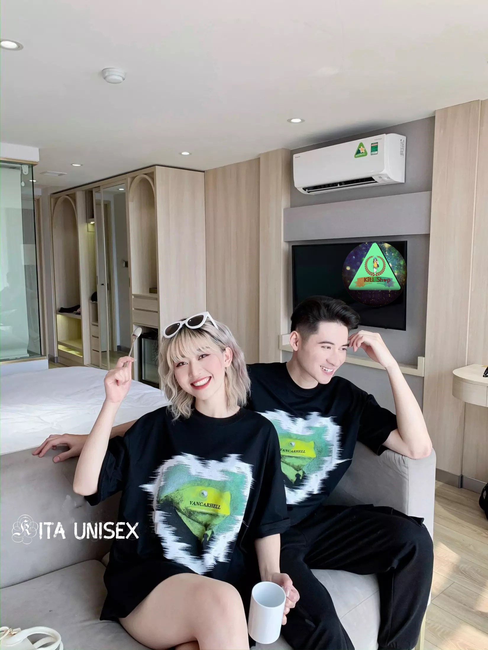 Áo Thun Couple Nam Nữ Ngắn Tay Unisex Form Rộng thời trang Hot Trend Freesize Kita Unisex - Heart Couple