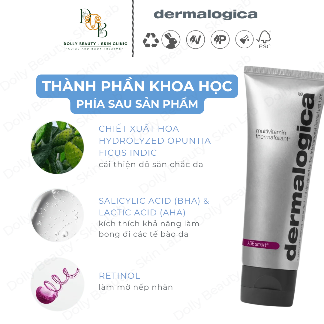 Tẩy da chết nhiệt học chống lão hoá da MULTIVITAMIN THERMAFOLIANT 75ml của Dermalogica - Dolly Beauty
