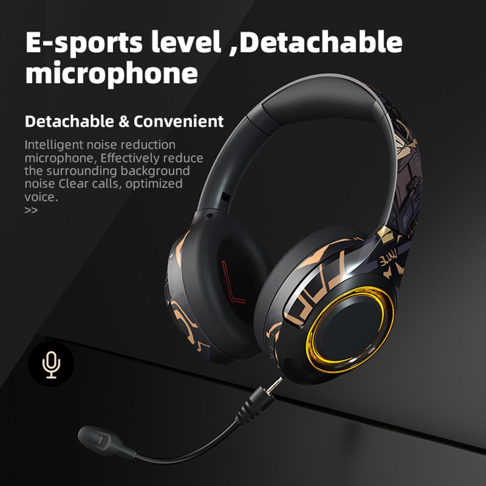 Wireless Bluetooth Headset HiFi Bass with Detachable Mic for Xbox PC