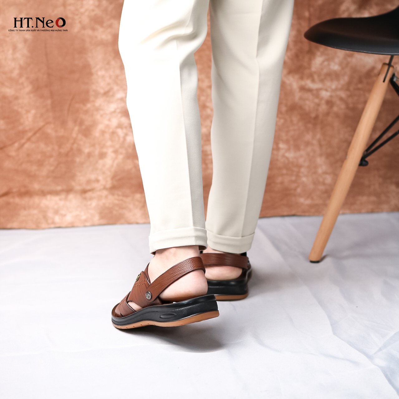 Sandal da bò- dép da HT.NEO da bò thật 100% kết hợp đế kếp cao 3,5cm cực đẹp khâu may chân quai siêu chắc chắn SD88