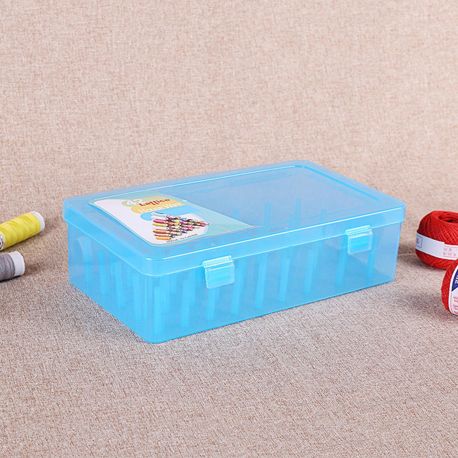 2x Sewing Thread Box Organizer 42 Bobbins with Double Lock Closure, Embroidery Bobbins Thread Storage Box for Crafts