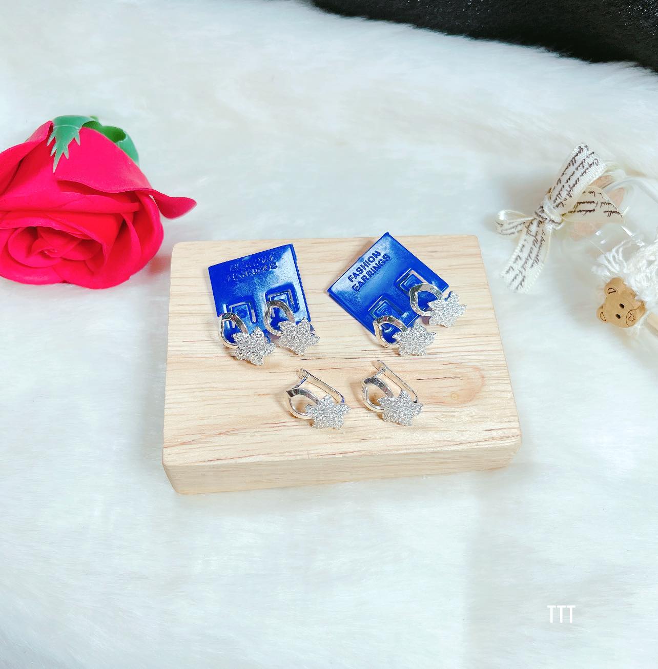 Bông tai bạc thời trang hình quạt sơn đen chất liệu bằng bạc s925 SA0715 - Bạc trang sức PKG