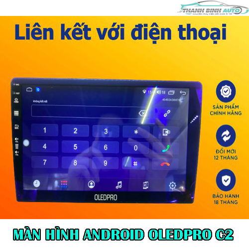 Màn hình android cho ô tô 0LEDPR0 C2 Ram 2G Rom 32G 4 nhân, có quạt tản nhiệt. Bảo hành chính hãng 18 tháng