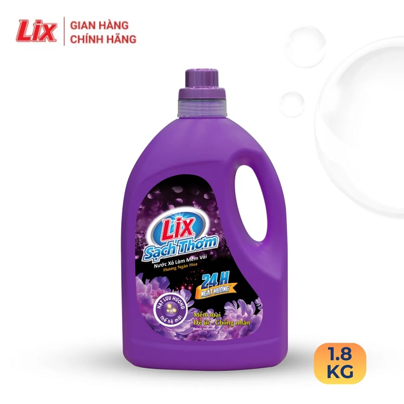Nước xả làm mềm vải Lix sạch thơm hương ngàn hoa túi 1.8L - 17701