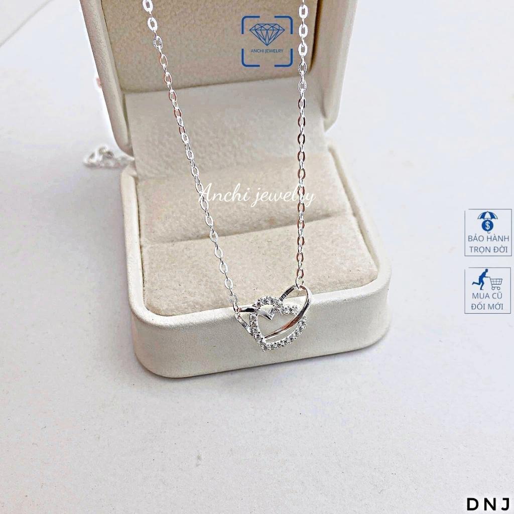 Vòng cổ nữ mặt tim chữ LOVE bạc ta nguyên chất cá tính - Anchi jewelry, quà tặng bạn gái