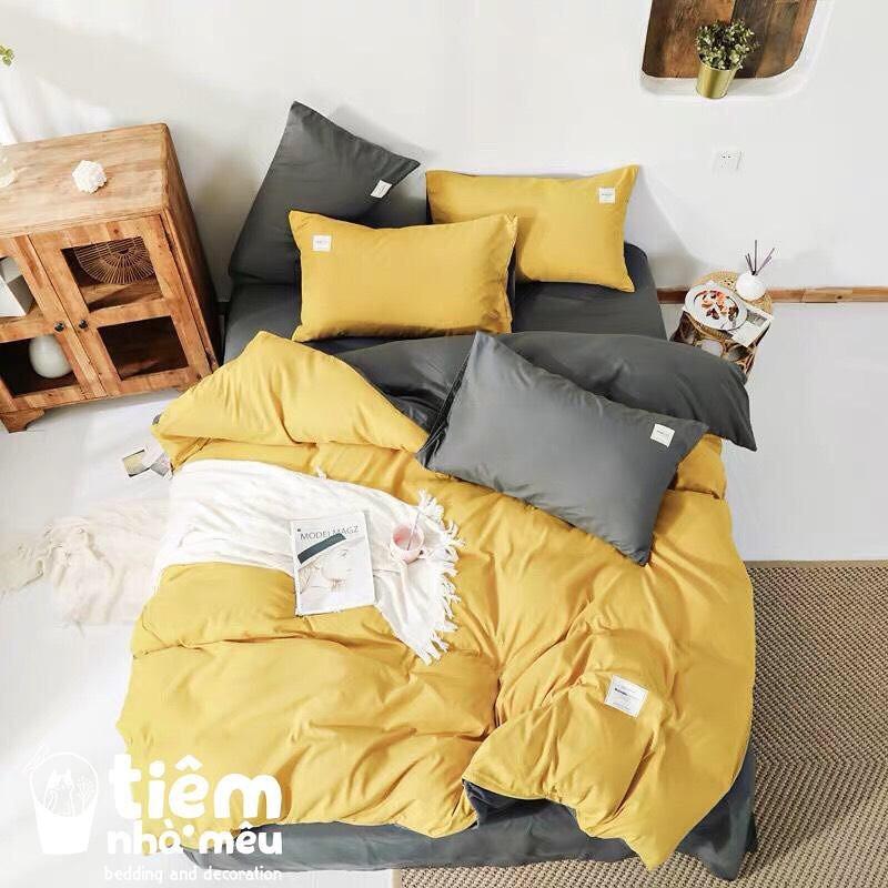Bộ Chăn Ga Gối TCm6/m8/2m -Tiệm Nhà MêuSet 4 Món 2 Vỏ gối ,drap , vỏ chăn Cotton TC Trơn Basic Nhập Khẩu