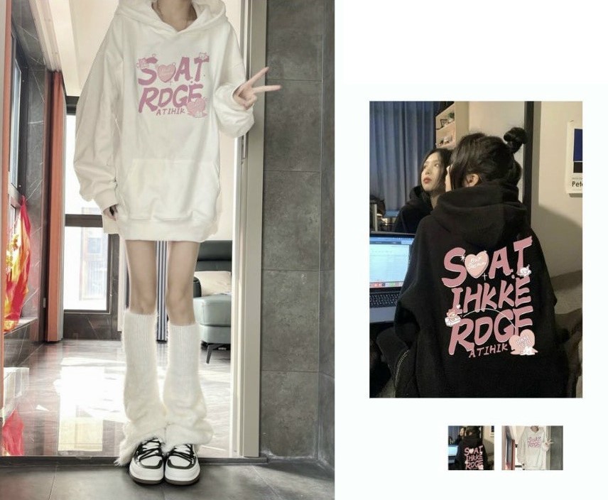 Áo Hoodie Nỉ Soat Chữ Hồng Hàn Quốc Dài Tay Có Mũ, Áo Hoodie Nỉ Có Mũ SOAT Chữ Hồng Form Rộng Kiểu Dáng Hàn Quốc Dễ Thương, áo khoác hoodie cặp đôi